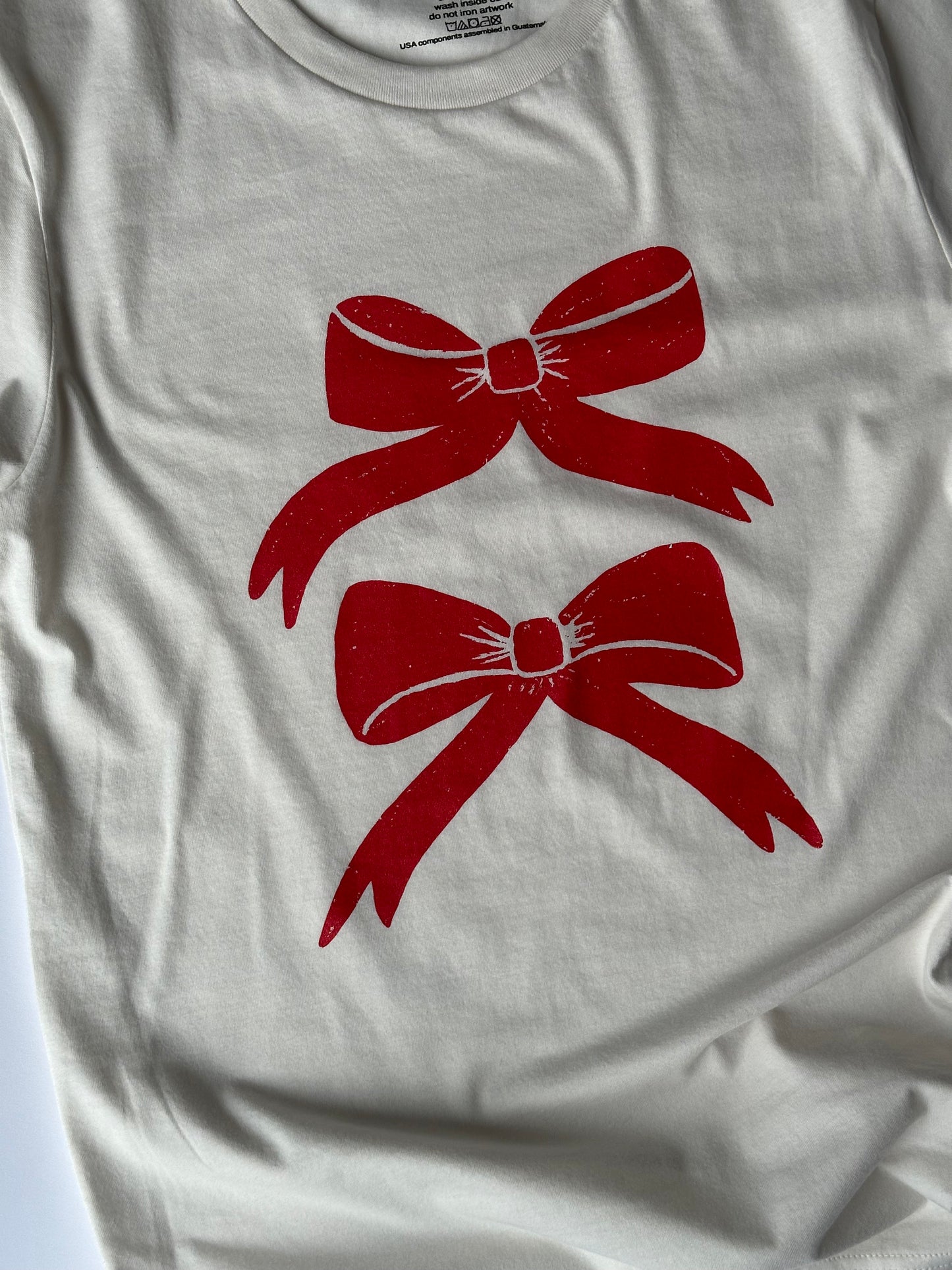 Red Bows in Vintage White