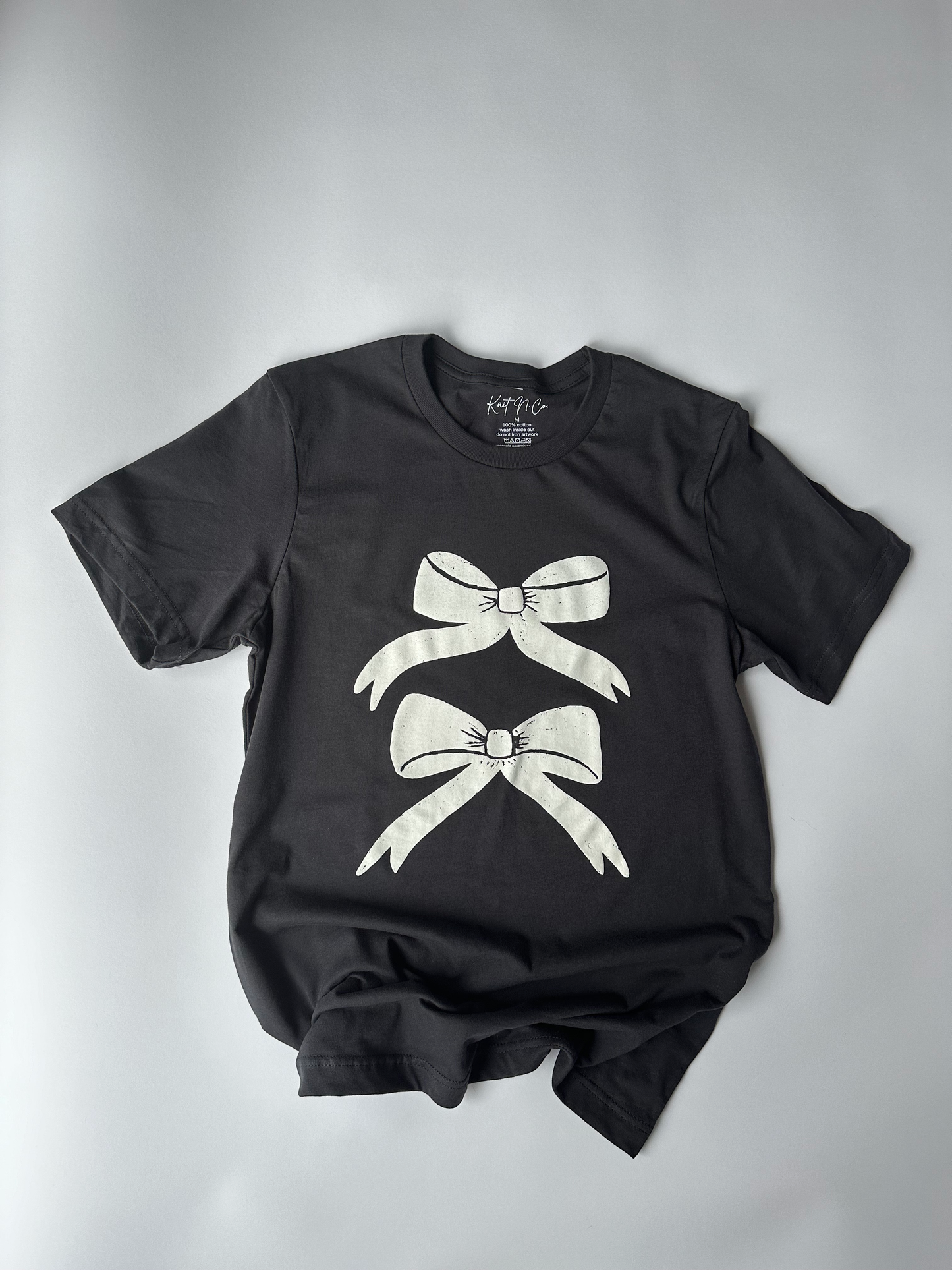 White Bows in Dark Grey