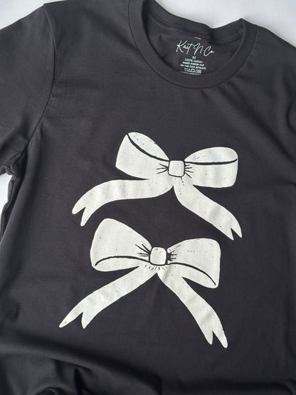 White Bows in Dark Grey