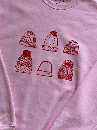 Winter Hats Sweater on Pink