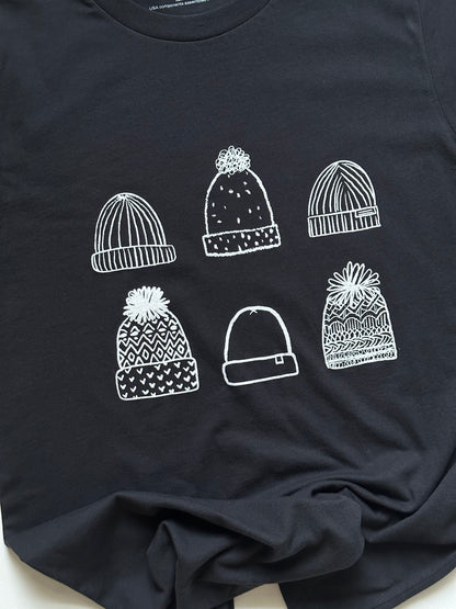 Winter Hats Tee on Dark Grey