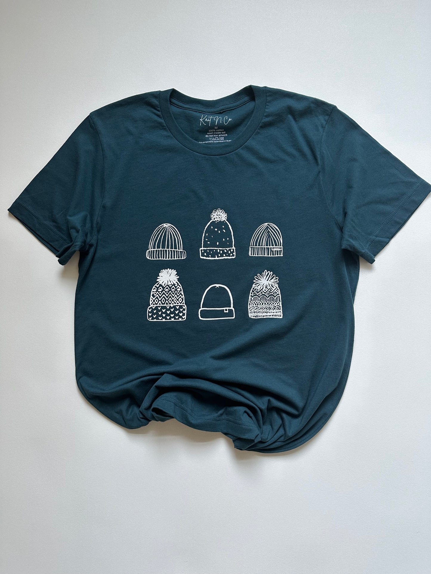 Winter Hats Tee on Dark Teal