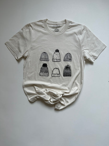 Winter Hats Tee on Vintage White