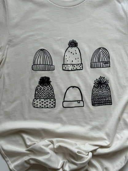 Winter Hats Tee on Vintage White