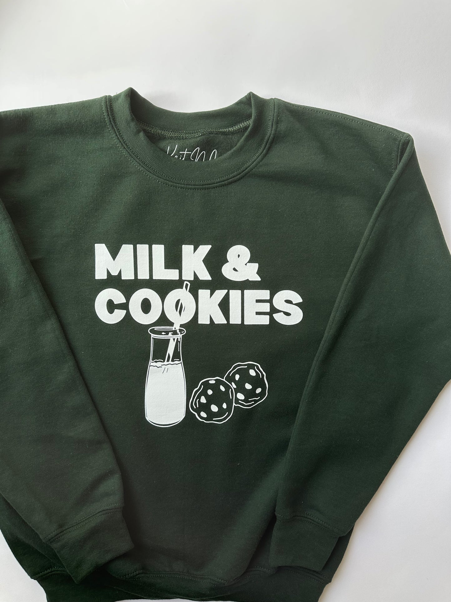 Adult Milk & Cookies on Green Sweater