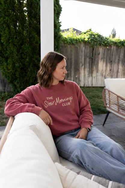 The Slow Mornings Club Adult Crimson Sweatshirt